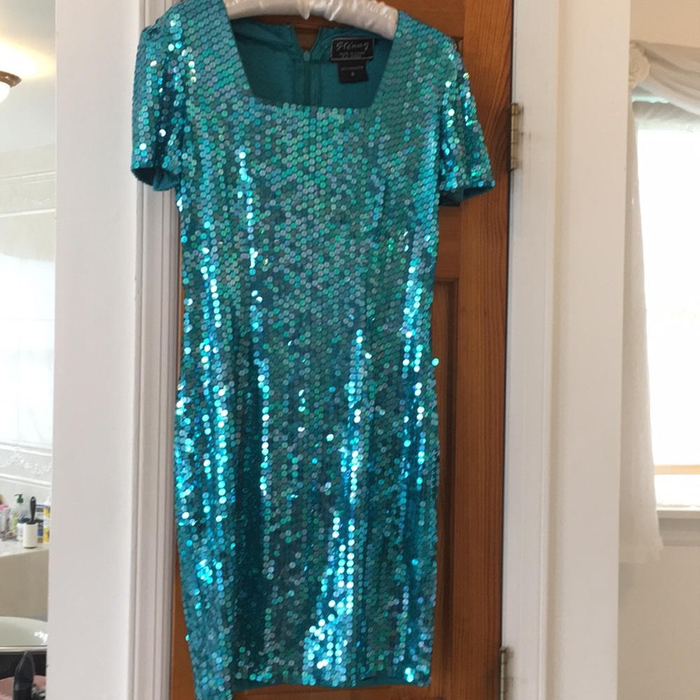 Sténay Teal Sequin Mini Dress